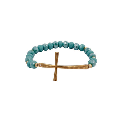 Cross charm crystal bracelet
