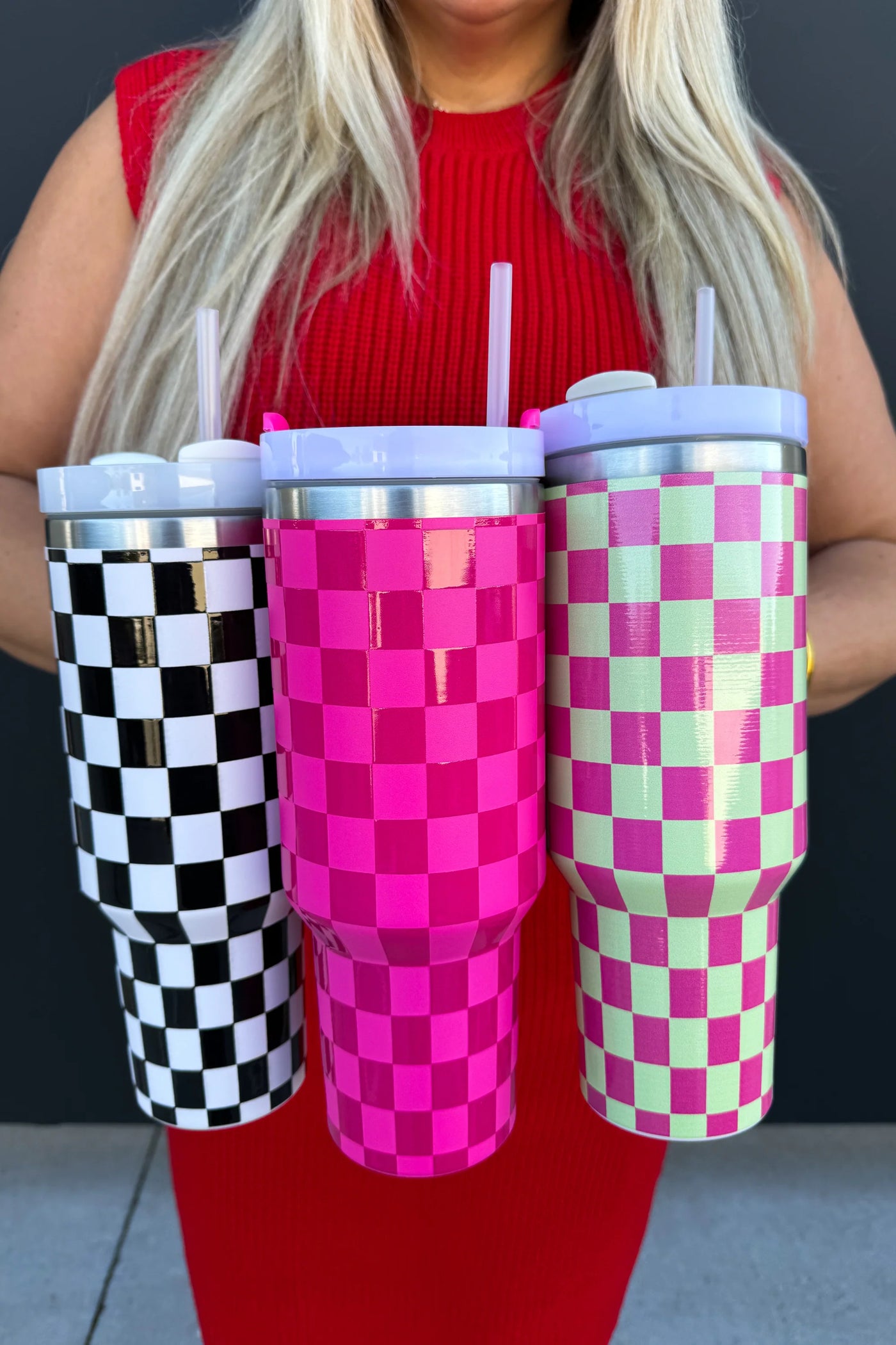 Stainless Steel Checkered Tumblers