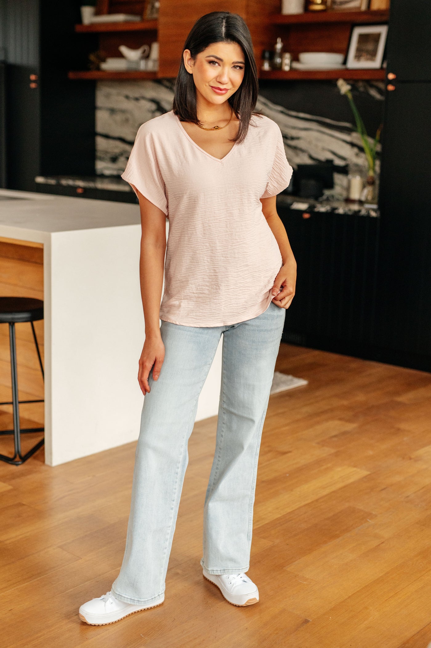 Frequently Asked Questions V-Neck Top in Blush