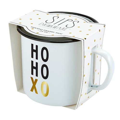 Holiday Enamel Mug - Ho Ho Xo