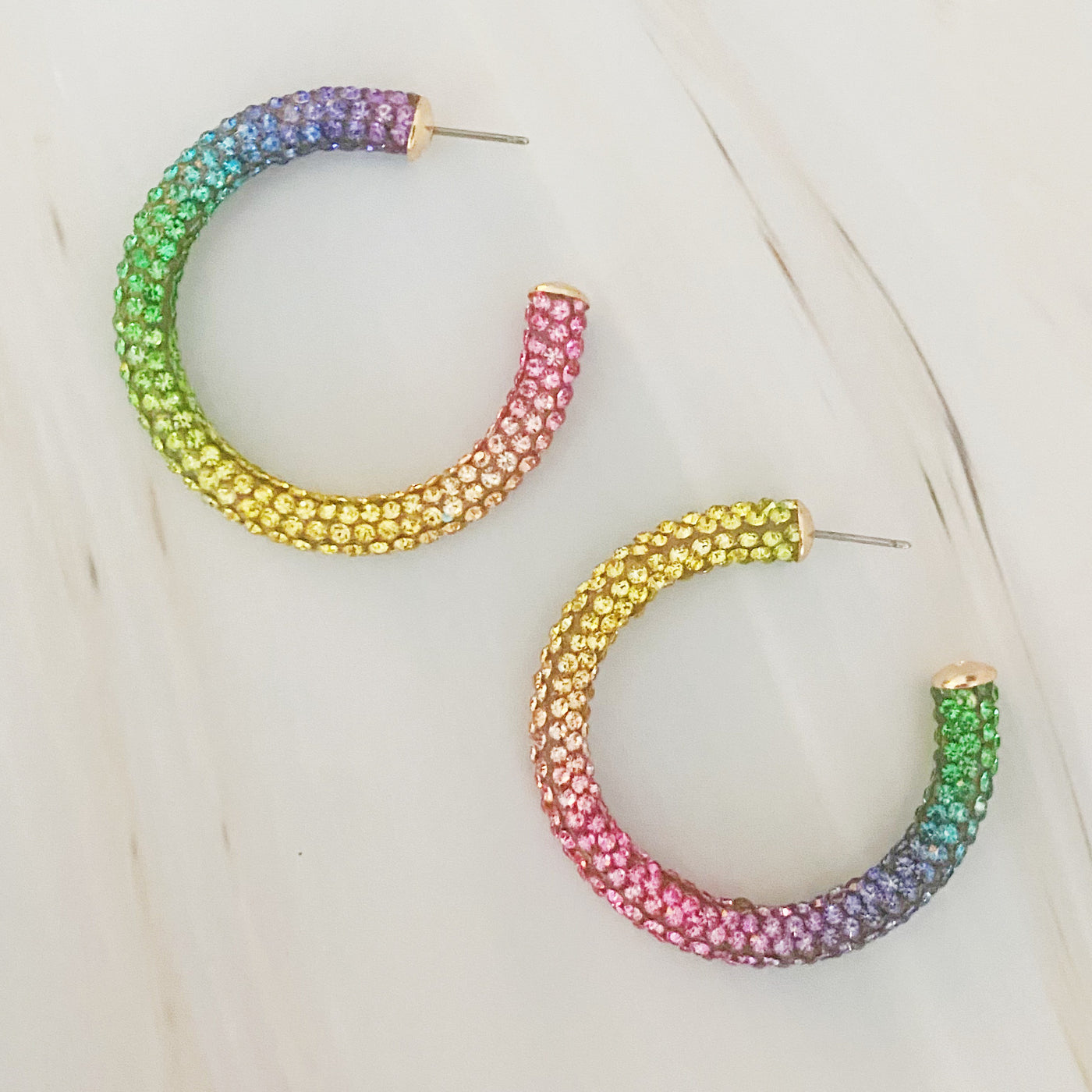 Retro Bling Hoop Earrings - multi colors