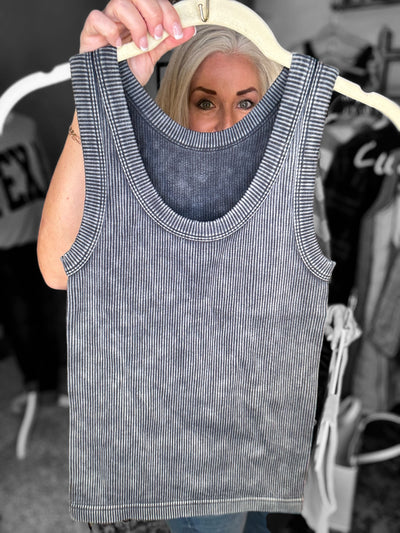 Washed Ribbed Tank Top