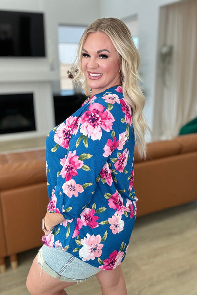 Lizzy Top in Teal and Magenta Floral