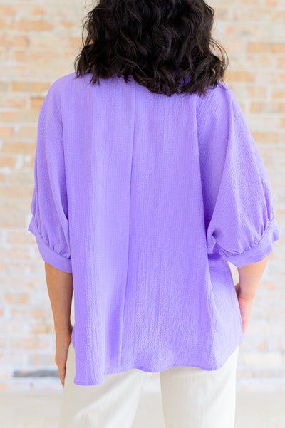 Up For Anything V-Neck Blouse in Lavender