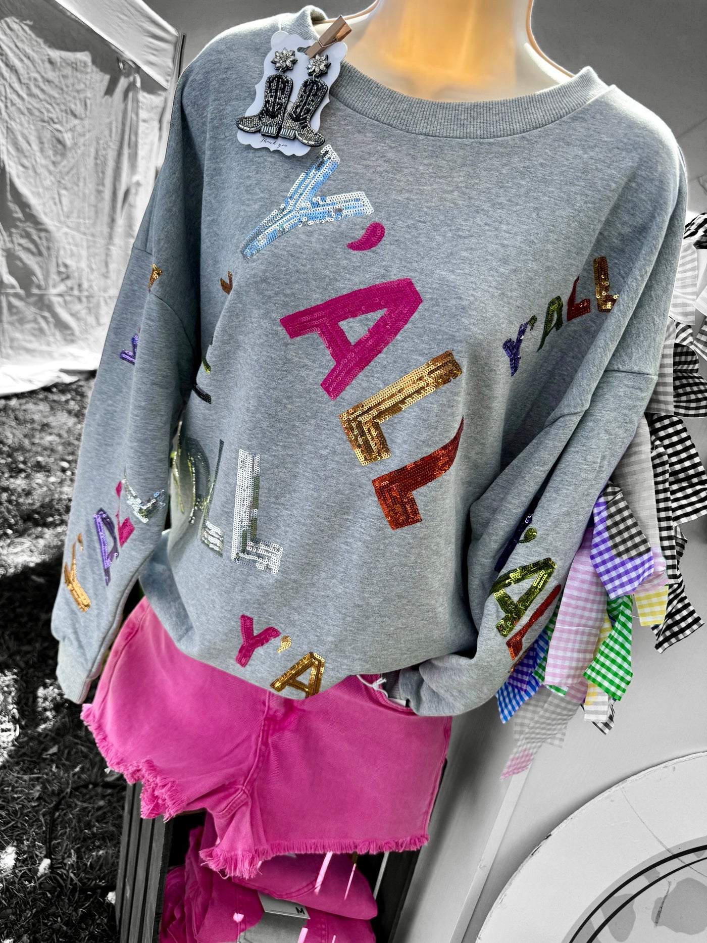Sparkling Y'all Sequin Graphic Sweatshirt