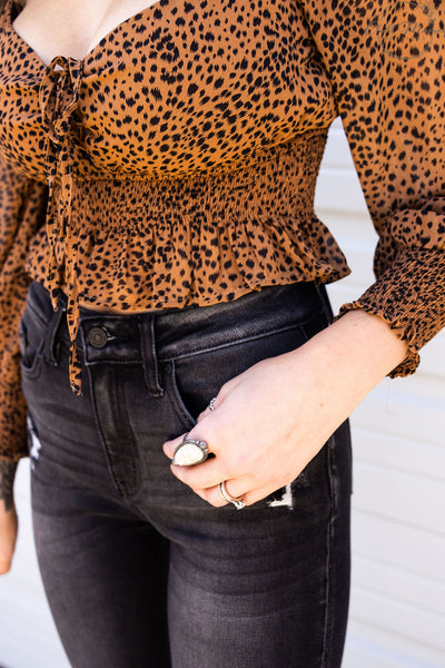 Cheetah Long-sleeved Crop Top