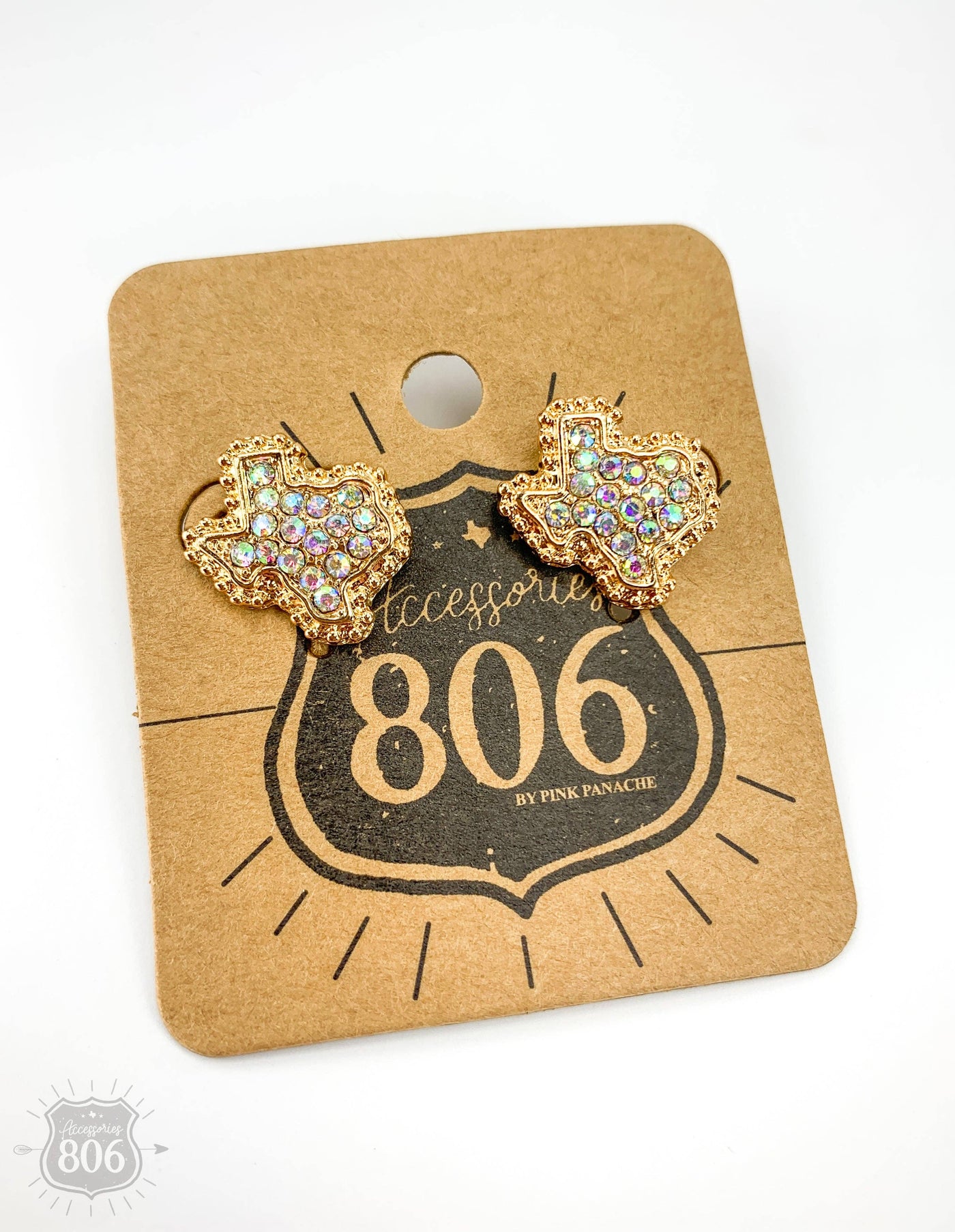 Rhinestoned Texas Gold Post Earrings