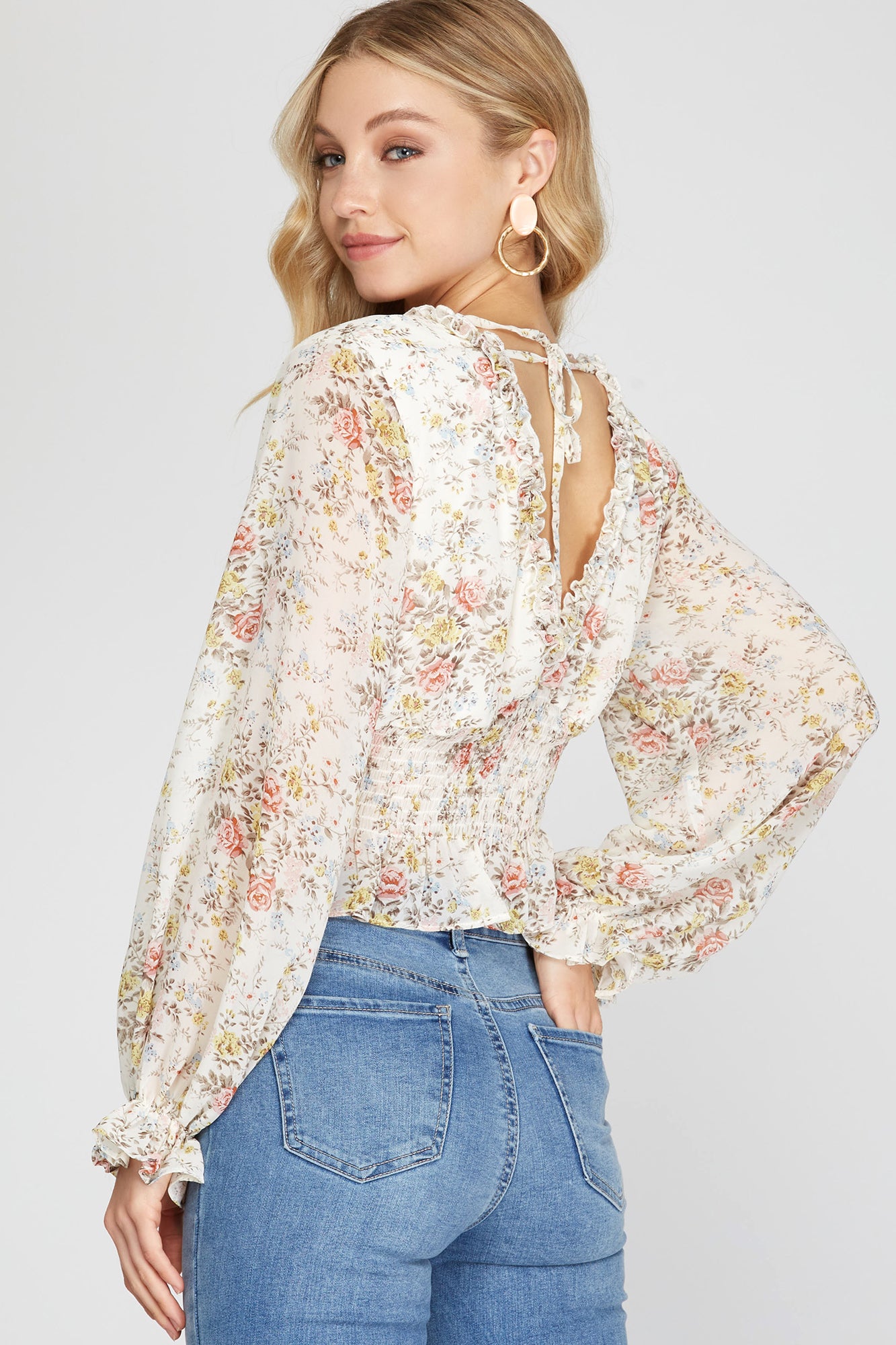 Long-sleeved Ruffled Top