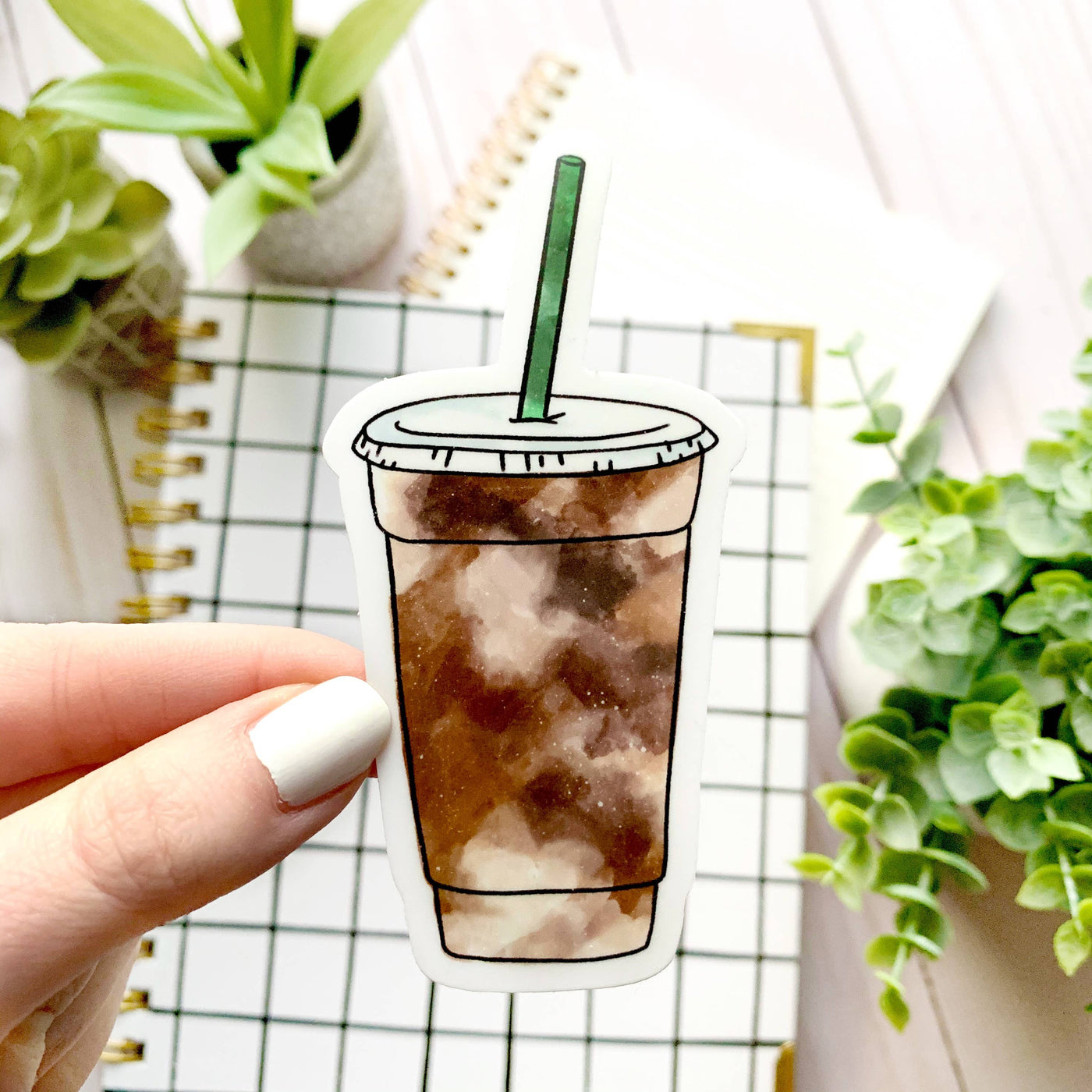 Iced Coffee Sticker 4x2in.