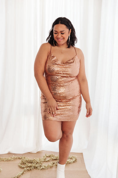 Shining in Sequins Dress in Gold