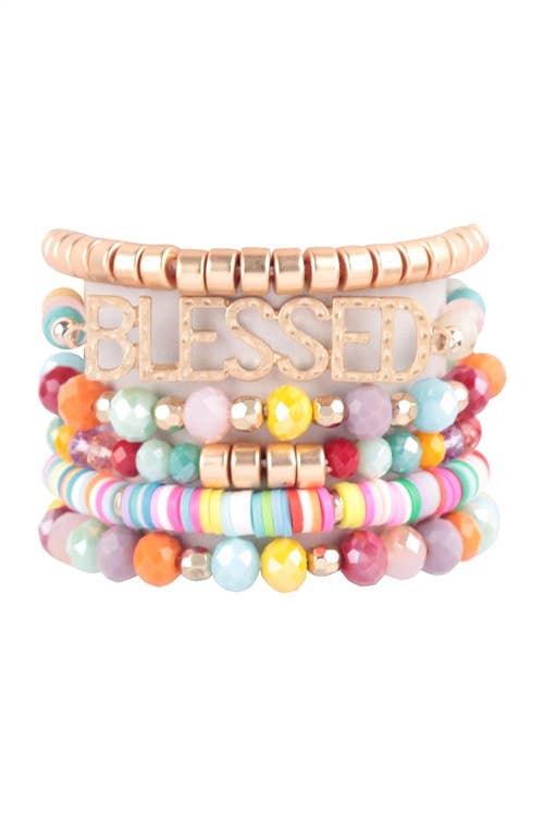 Blessed Charm Stacked Beaded Bracelet - Multi