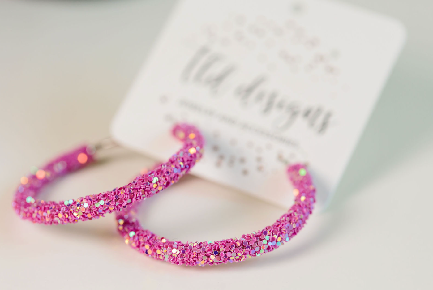 Pink Glitter Hoops