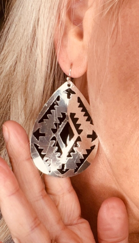 Aztec Black & Silver Earrings